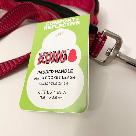 Kong Dog Leash 6ft x 1 Inch Padded Handle Mesh Pocket Leash - Picture 2 of 16